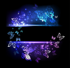 Banner with Glowing Butterflies