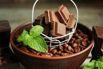 Still life with set of chocolate