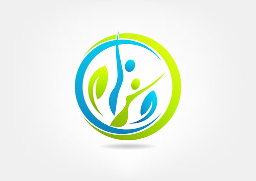 wellness center man and woman vector logo design