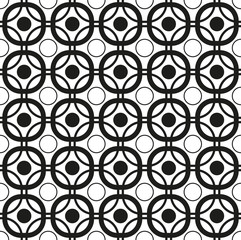 Black and white geometric seamless pattern with line and circle.