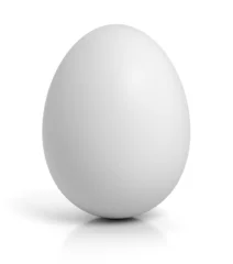 Selbstklebende Fototapeten Chicken egg on white © Roman Samokhin
