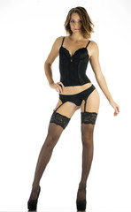 posing sexy woman with nice lingerie on white background