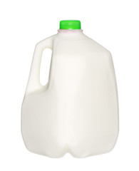 gallon Milk Bottle with green Cap Isolated on White Background.