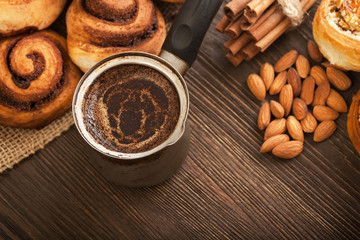 coffee and cinnamon rolls