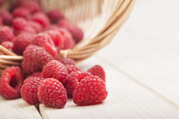strawberries in a basket on the table