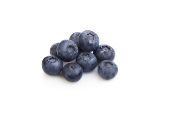 ripe sweet blueberries on white