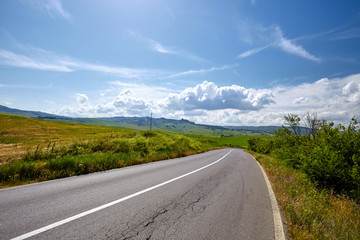 asphalt road in Tuscany Italy