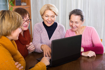 Fototapeta na wymiar female pensioner studying laptop