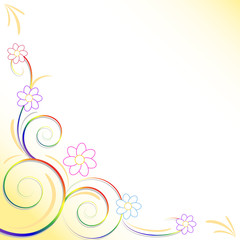 sfondo spirali arcobaleno e fiorellini