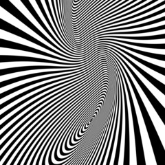 Pattern with optical illusion. Black and white background. 