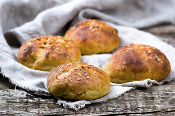 buns with bran and a linen seed. healthy food.