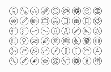Bildung und Wissenschaft Line Icon Set