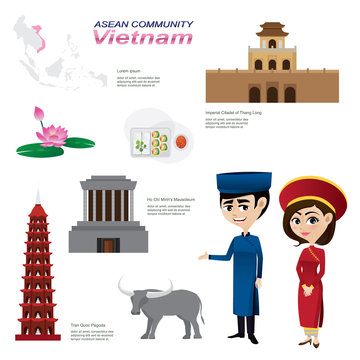 cartoon infographic of vietnam asean community.