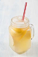 Lemonade in the jar cup.