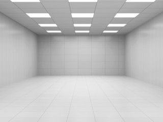 Modern White Empty Business Room 3D Interior. 3D Rendering
