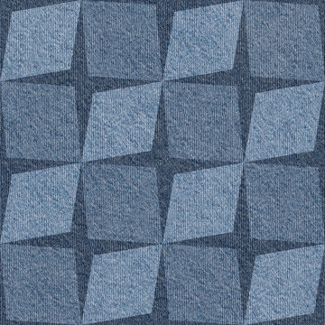 Abstract paneling pattern - seamless pattern - Blue denim jeans