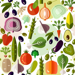Bright colorful pattern with vegetables.  © knopazyzy