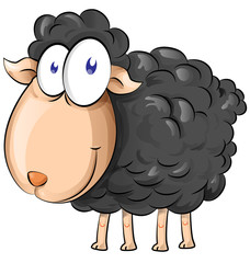 Obraz premium black sheep cartoon isolate on white background