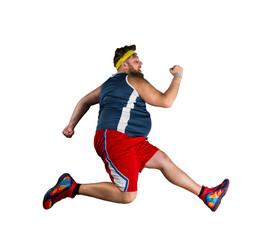 Fat man running