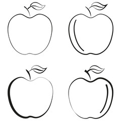 outlined apple fruit icon silhouette logo vector element