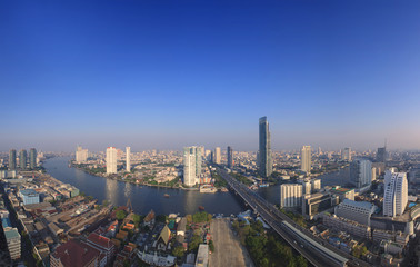 Fototapeta premium beautiful city scape from sky scrapper in heart of bangkok capit