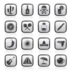 Mexico and Mexican culture icons - vector icon set