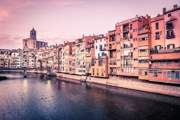 Girona at night, Catalonia, Spain