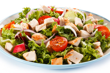 Caesar salad on white background