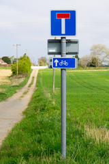 Sign for Bike and Pedestrian path through English countryside