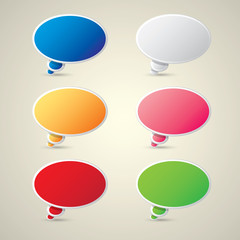 color vector paper speech bubble set.