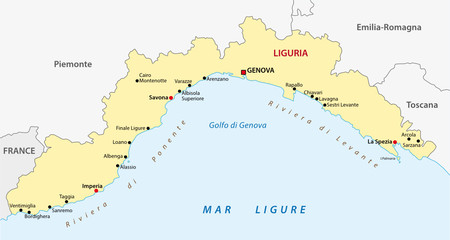 liguria administrative map
