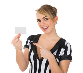 Female Referee Showing Card
