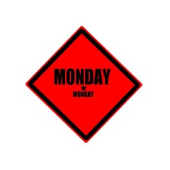 Monday black stamp text on red background