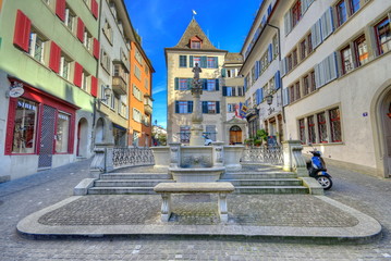 Colorful square in Zürich, Switzerland - obrazy, fototapety, plakaty