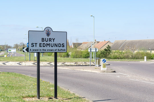 Sign for Bury St Edmunds, Suffolk, England