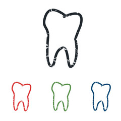Tooth grunge icon set