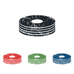Disc pile grunge icon set