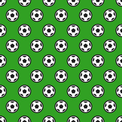 Soccer Ball on Green Seamless Background