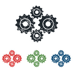 Cogs grunge icon set