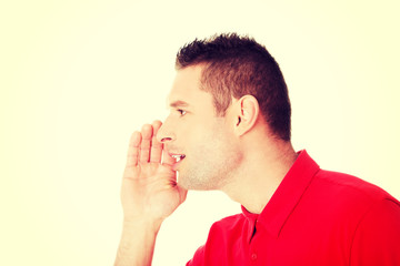 Fototapeta premium Smart man telling some secrets