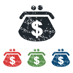 Dollar purse grunge icon set