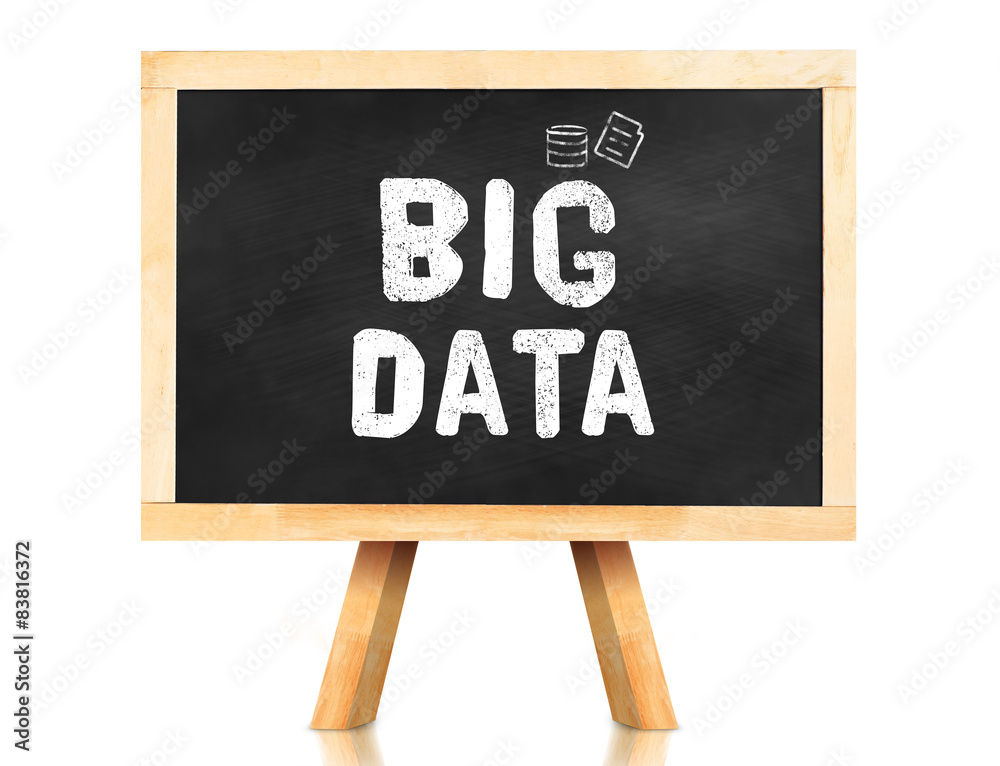 Aufkleber big data word with icon on blackboard in white background