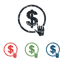 Dollar button grunge icon set
