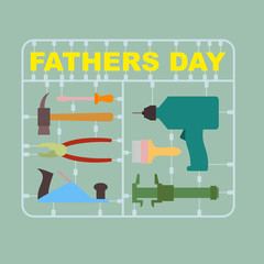 Father's day. A set of tools for men: drill and hammer, screwdri