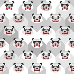 Angry Panda. Seamless vector pattern of ferocious bears. Vector