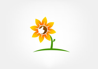Sunflower thumb like it vector symbol.