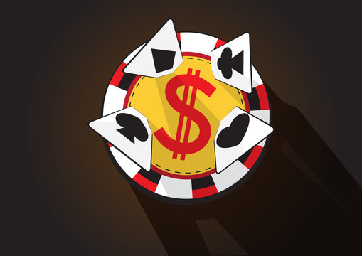 casino chip and cards vector