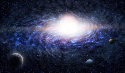 Galaxy 3d illustration creative  design, black hole in universe. ring galaxy in space  