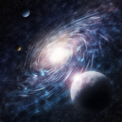 Galaxy 3d illustration creative  design, black hole in universe. ring galaxy in space  