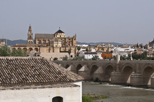 Roman bridge in the Historic centre of Cordoba, Andalusia, Spain